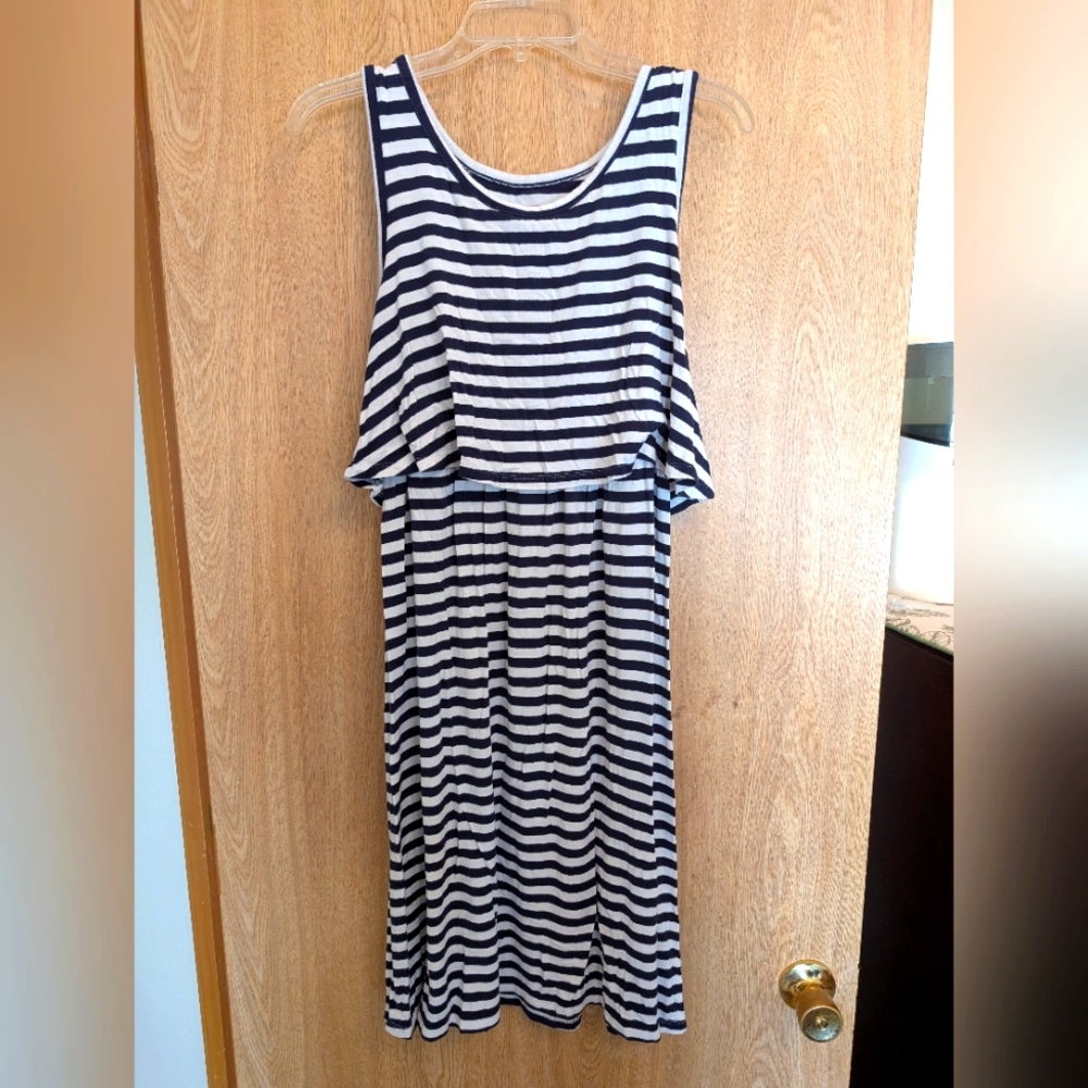 Navy And White Maternity/Nursing Dress